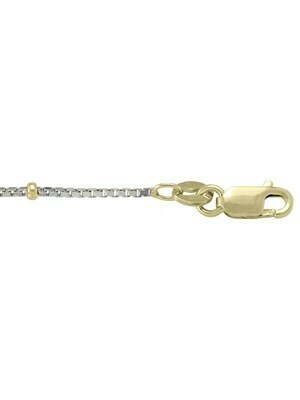 Two Tone Gold Station Bead Link Chain 14KT