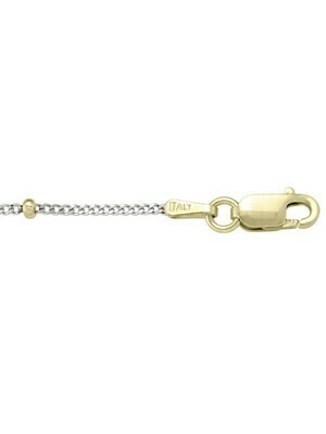 Two Tone Gold Station Bead Link Chain 14KT Two Tone Gold Station Bead Link Chain 14KT