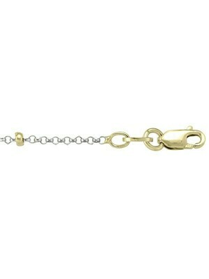 Two Tone Gold Station Bead Link Chain 14KT