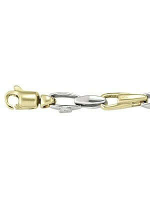 White &amp; Yellow Gold Two Tone Solid Flat Fancy Link Chain 14KT