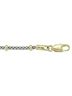 Two Tone Gold Station Bead Link Chain 14KT Two Tone Gold Station Bead Link Chain 14KT