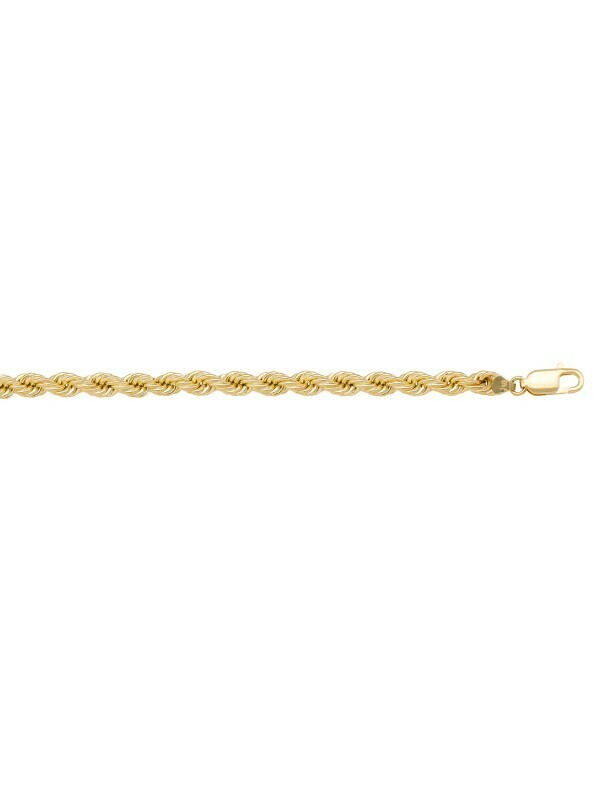 Yellow Gold Hollow Rope Link Bracelet 10KT, 14KT &amp; 18KT