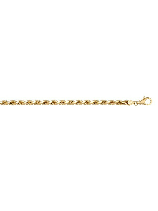 Yellow Gold Solid Diamond Cut Rope Link Chain 10KT, 14KT &amp; 18KT