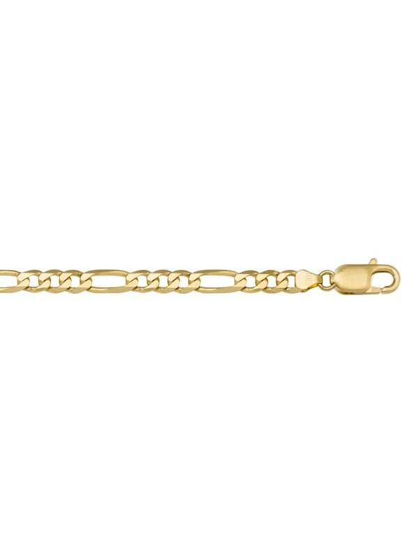 Yellow Gold Solid Figaro Link Bracelet 10KT, 14KT &amp; 18KT