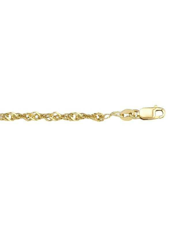 Yellow Gold Solid Singapore Link Bracelet 10KT