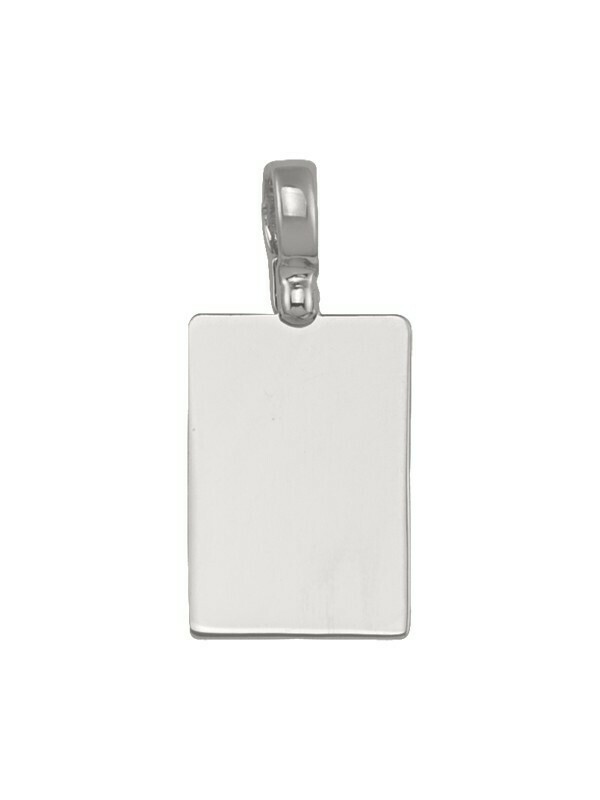 White Gold Plain Rectangular Tag Pendant 10KT