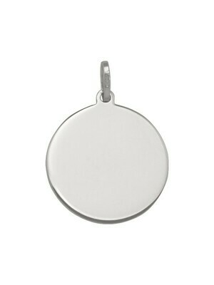 White Gold 18mm Round Tag Pendant 14KT White Gold 18mm Round Tag Pendant 14KT