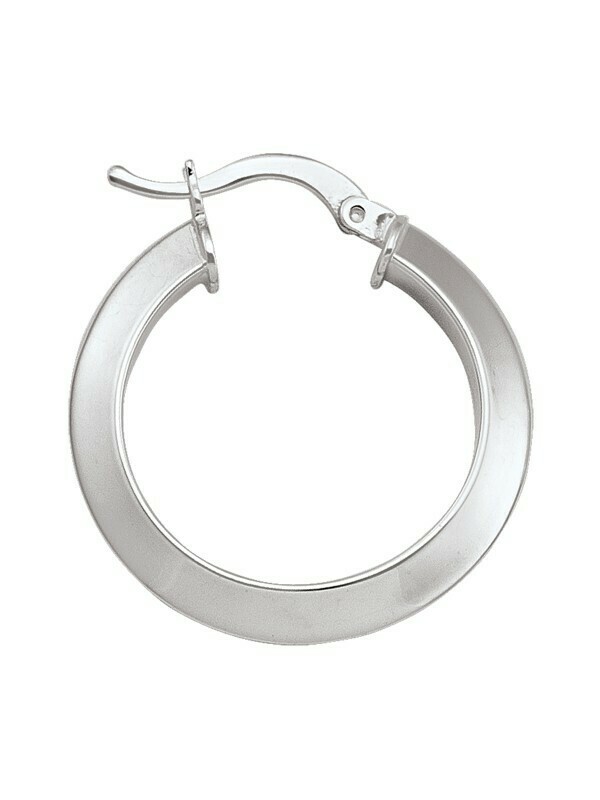 White Gold Knife Edge Hoop Earring 14KT