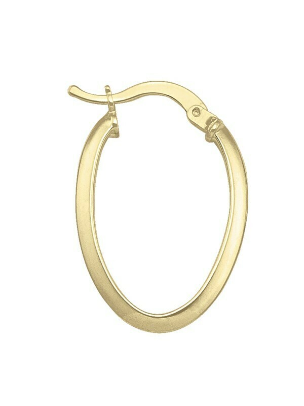 Yellow Gold Oval Knife Edge Hoop Earring 14KT Yellow Gold Oval Knife Edge Hoop Earring 14KT