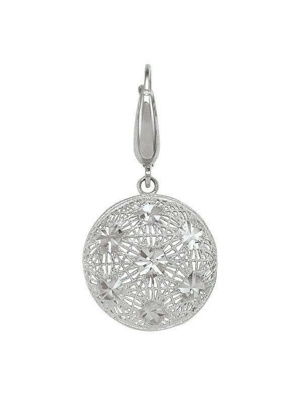 White Gold Fancy Diamond Cut Disc Earring 14KT White Gold Fancy Diamond Cut Disc Earring 14KT