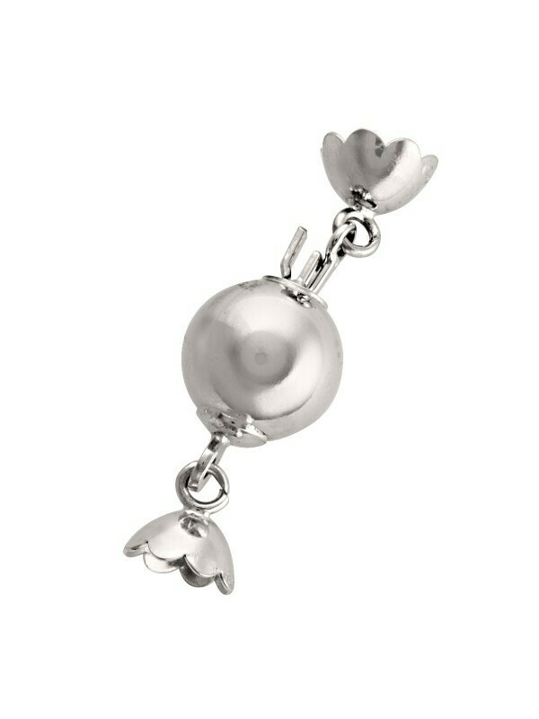 White Gold 10mm Ball Pearl Clasp Finding 18KT