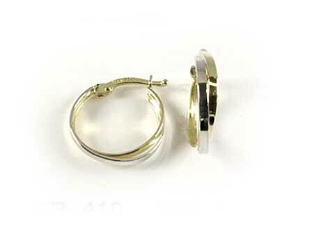 10K Yellow &amp; White Two Tone Hoop Earrings