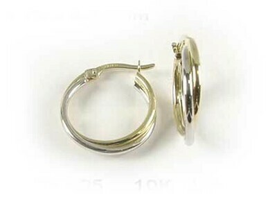 10K Yellow & White Gold Two Tone Hoop Earrings 10K Yellow & White Gold Two Tone Hoop Earrings
