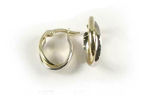 10K Yellow &amp; White Two Tone Hoop Earrings
