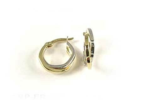 10K Yellow &amp; White Gold Two Tone Hoop Earrings