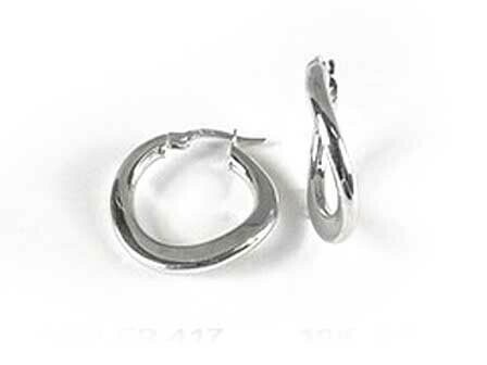 10K White Gold Twisted Hoop Earrings