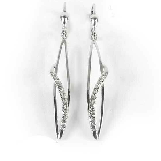 10K White Gold Fancy Cubic Dangle Earrings