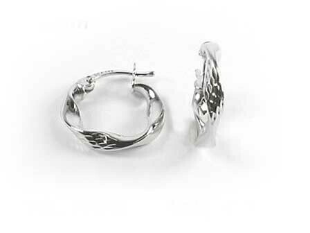 10K White Gold Twisted Hoop Earrings