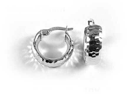 10K White Gold Shimmer Cut Hoop Earrings