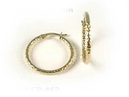 10K Yellow Gold Shimmer Cut Hoop Earrings
