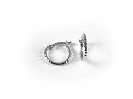 10K White Gold Shimmer Cut Hoop Earrings