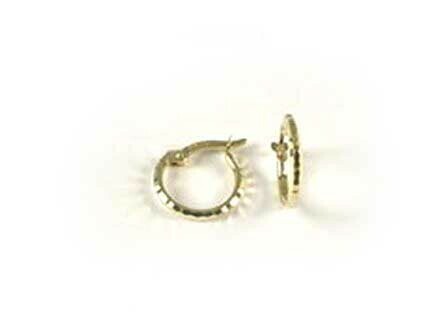 10K Yellow Gold Shimmer Cut Hoop Earrings