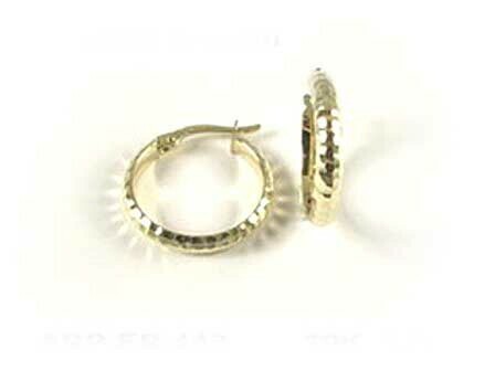 10K Yellow Gold Shimmer Cut Hoop Earrings
