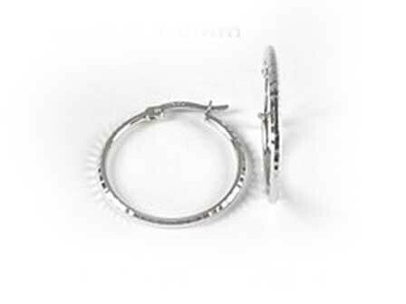 10K White Gold Shimmer Cut Hoop Earrings