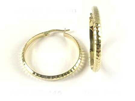 10K Yellow Gold Shimmer Cut Hoop Earrings
