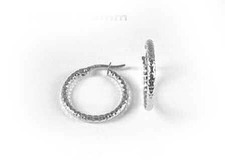 10K White Gold Shimmer Cut Hoop Earrings