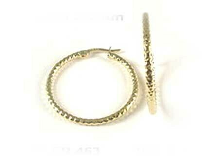 10K Yellow Gold Shimmer Cut Hoop Earrings