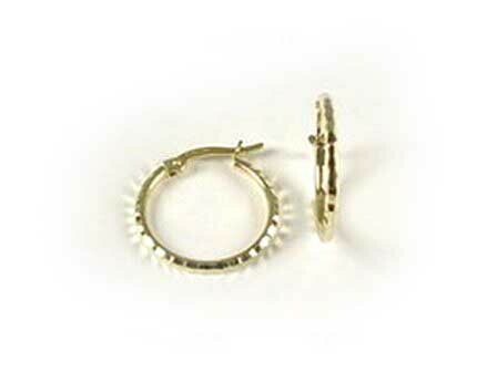 10K Yellow Gold Shimmer Cut Hoop Earrings