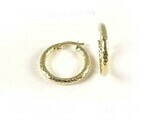 10K Yellow Gold Shimmer Cut Hoop Earrings