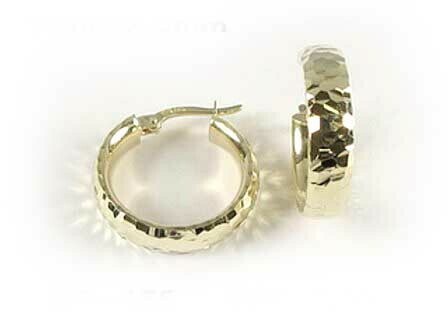 10K Yellow Gold Shimmer Cut Hoop Earrings