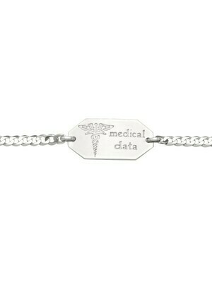 White Gold Medic Data Bracelet W/Plate 10KT & 14KT White Gold Medic Data Bracelet W/Plate 10KT & 14KT
