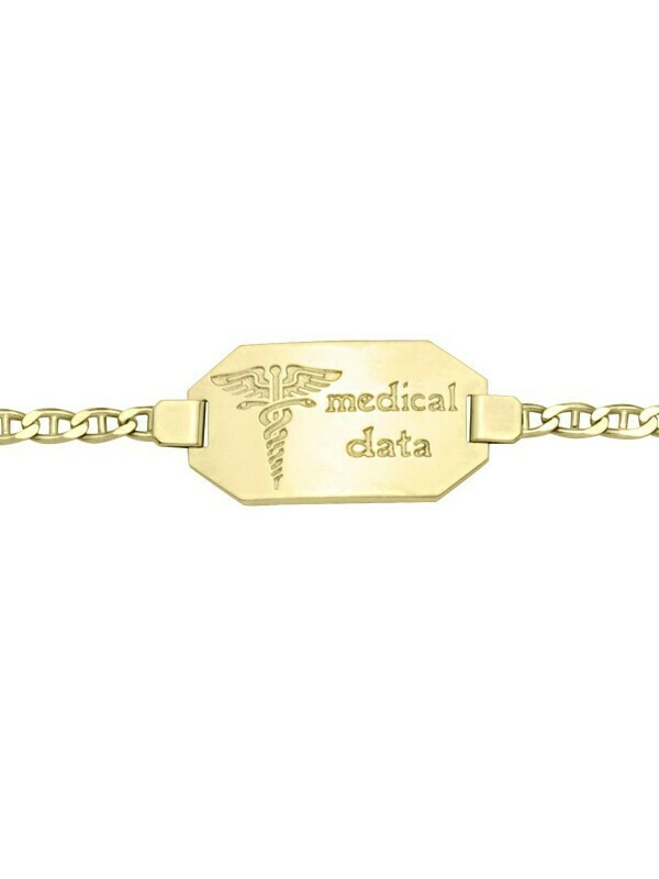 Yellow Gold Medic Data Bracelet W/Plate 10KT &amp; 14KT