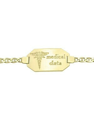 Yellow Gold Medic Data Bracelet W/Plate 10KT & 14KT Yellow Gold Medic Data Bracelet W/Plate 10KT & 14KT