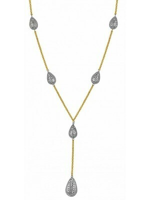 White & Yellow Gold Two Tone Tear Drop Necklace 14KT White & Yellow Gold Two Tone Tear Drop Necklace 14KT