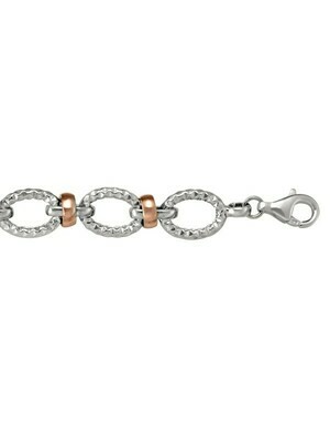Pink And White Gold Two Tone Hollow Link Bracelet 10KT Pink And White Gold Two Tone Hollow Link Bracelet 10KT