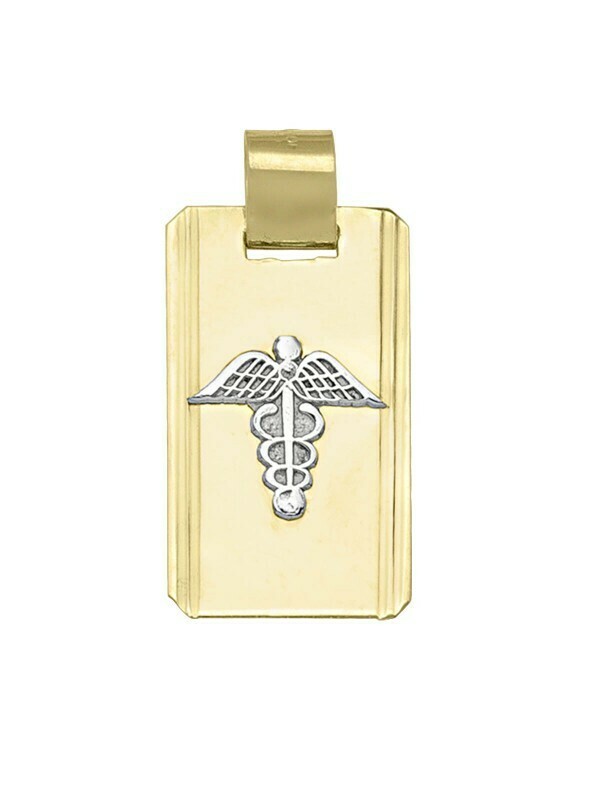 White &amp; Yellow Gold Two Tone Medical Data Pendant 10KT