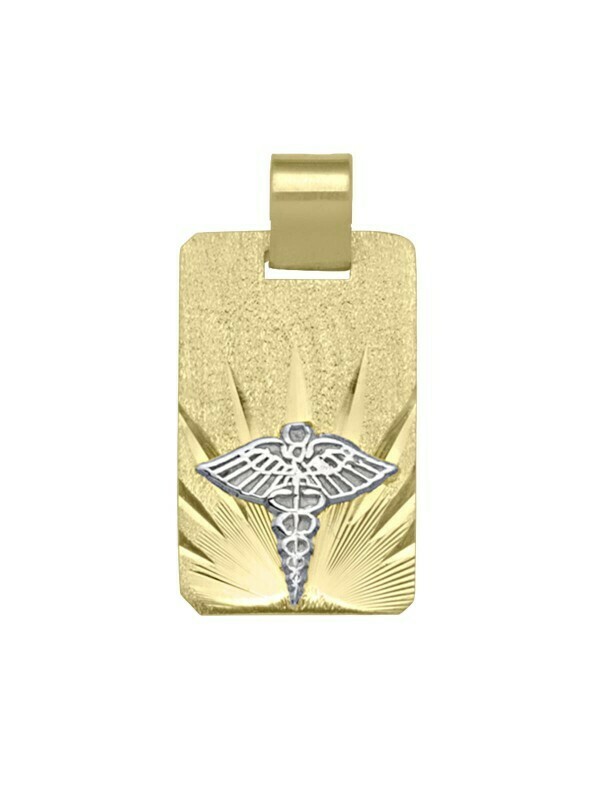 White &amp; Yellow Gold Two Tone Medical Data Pendant 10KT