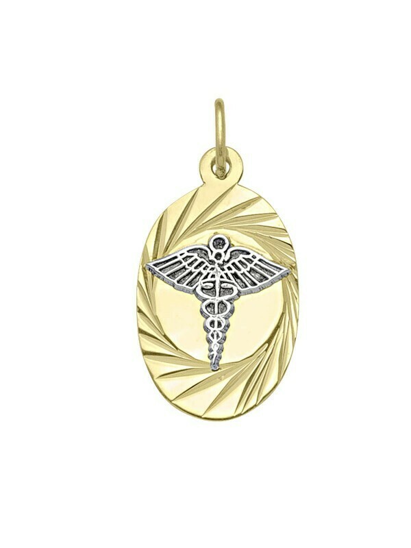 White &amp; Yellow Gold Two Tone Medical Data Pendant 10KT