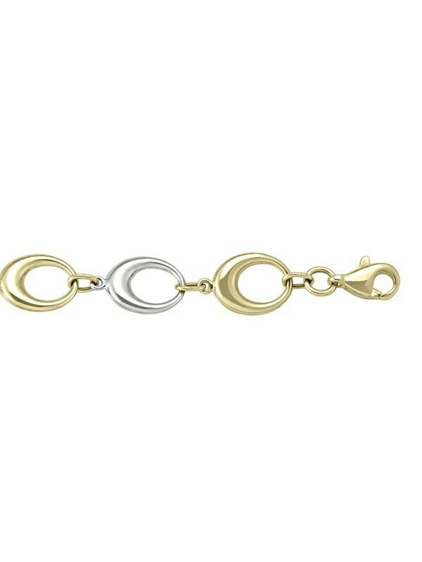 Yellow And White Gold Two Tone Fancy Hollow Link Necklace 10KT