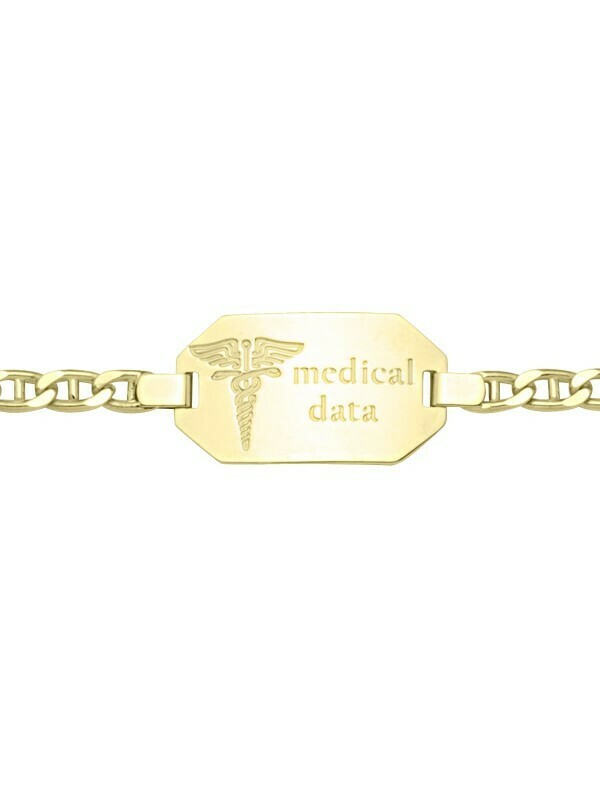 Yellow Gold Medic Data Bracelet W/Plate 10KT &amp; 14KT