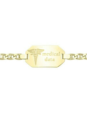 Yellow Gold Medic Data Bracelet W/Plate 10KT & 14KT Yellow Gold Medic Data Bracelet W/Plate 10KT & 14KT