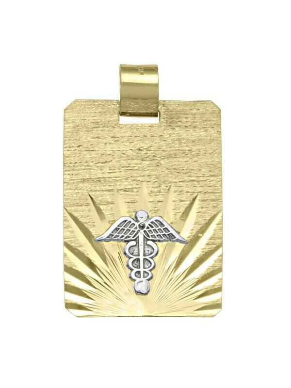 White &amp; Yellow Gold Two Tone Medical Data Pendant 10KT