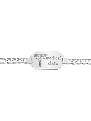 White Gold Medic Data Bracelet W/Plate 10KT & 14KT White Gold Medic Data Bracelet W/Plate 10KT & 14KT