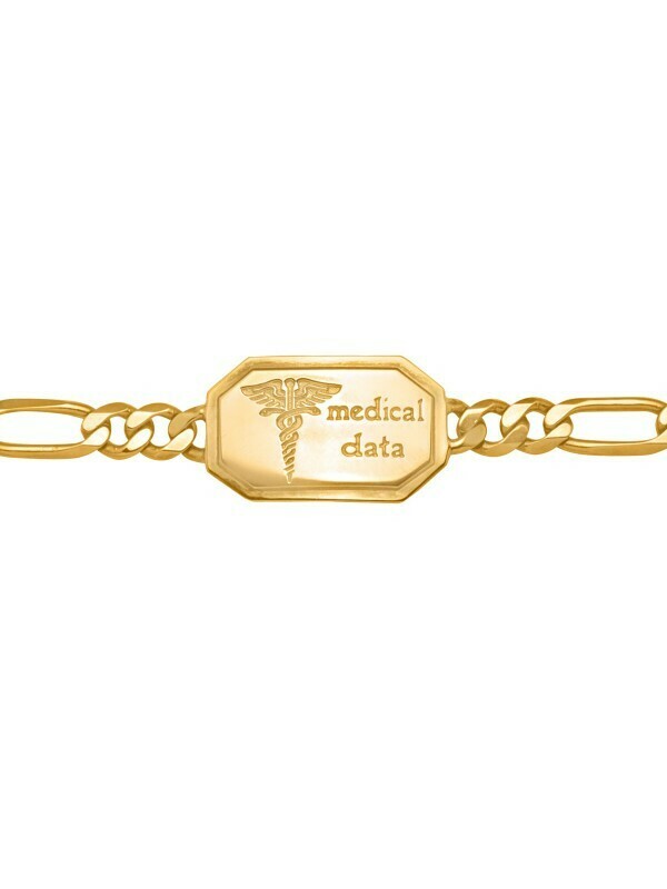 Yellow Gold Medical Data Bracelet 10KT & 14KT Yellow Gold Medical Data Bracelet 10KT & 14KT