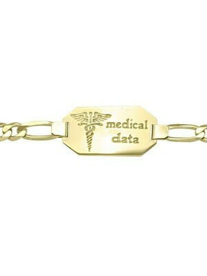 Yellow Gold Medic Data Bracelet W/Plate 10KT & 14KT Yellow Gold Medic Data Bracelet W/Plate 10KT & 14KT