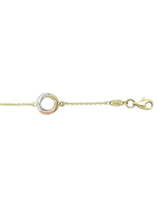 Yellow, White & Rose Gold Tri Colour Love Knot Fancy Hollow Link Necklace 10KT